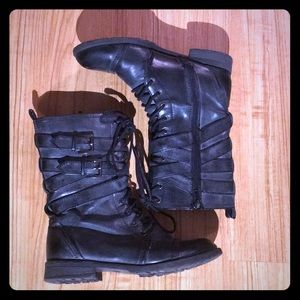 Black combat boots